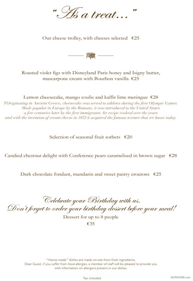 California Grill menu — DLP Guide • Disneyland Paris Restaurants