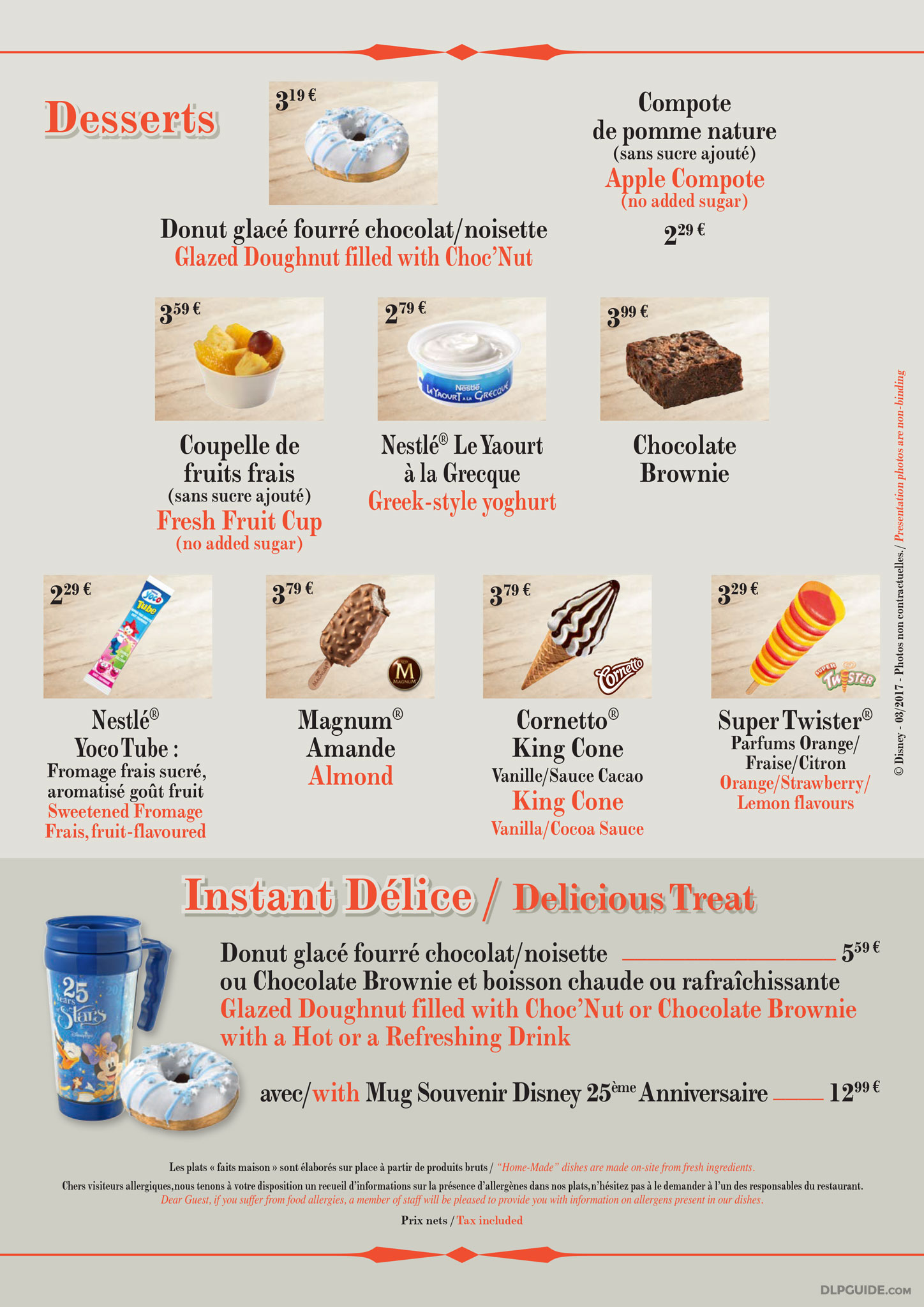 Casey's Corner menu — DLP Guide • Disneyland Paris Restaurants, Dining