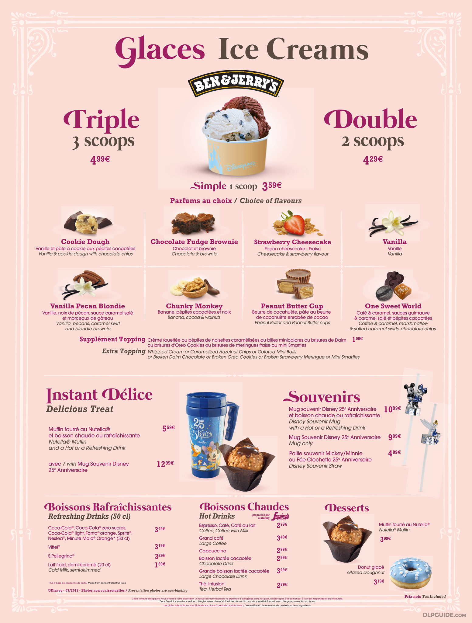The Gibson Girl Ice Cream Parlour menu — DLP Guide • Disneyland Paris