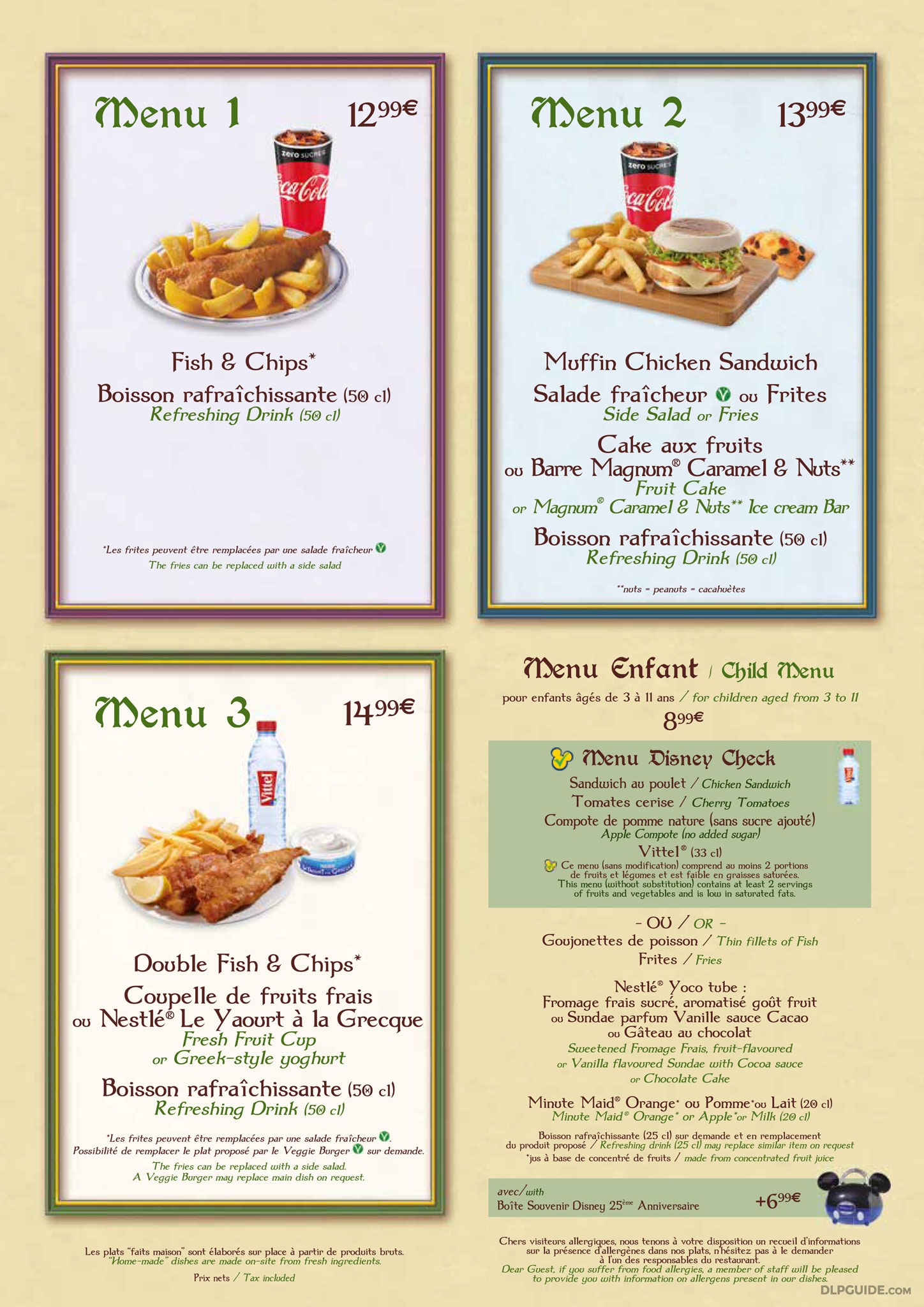 Toad Hall Restaurant menu — DLP Guide • Disneyland Paris Restaurants