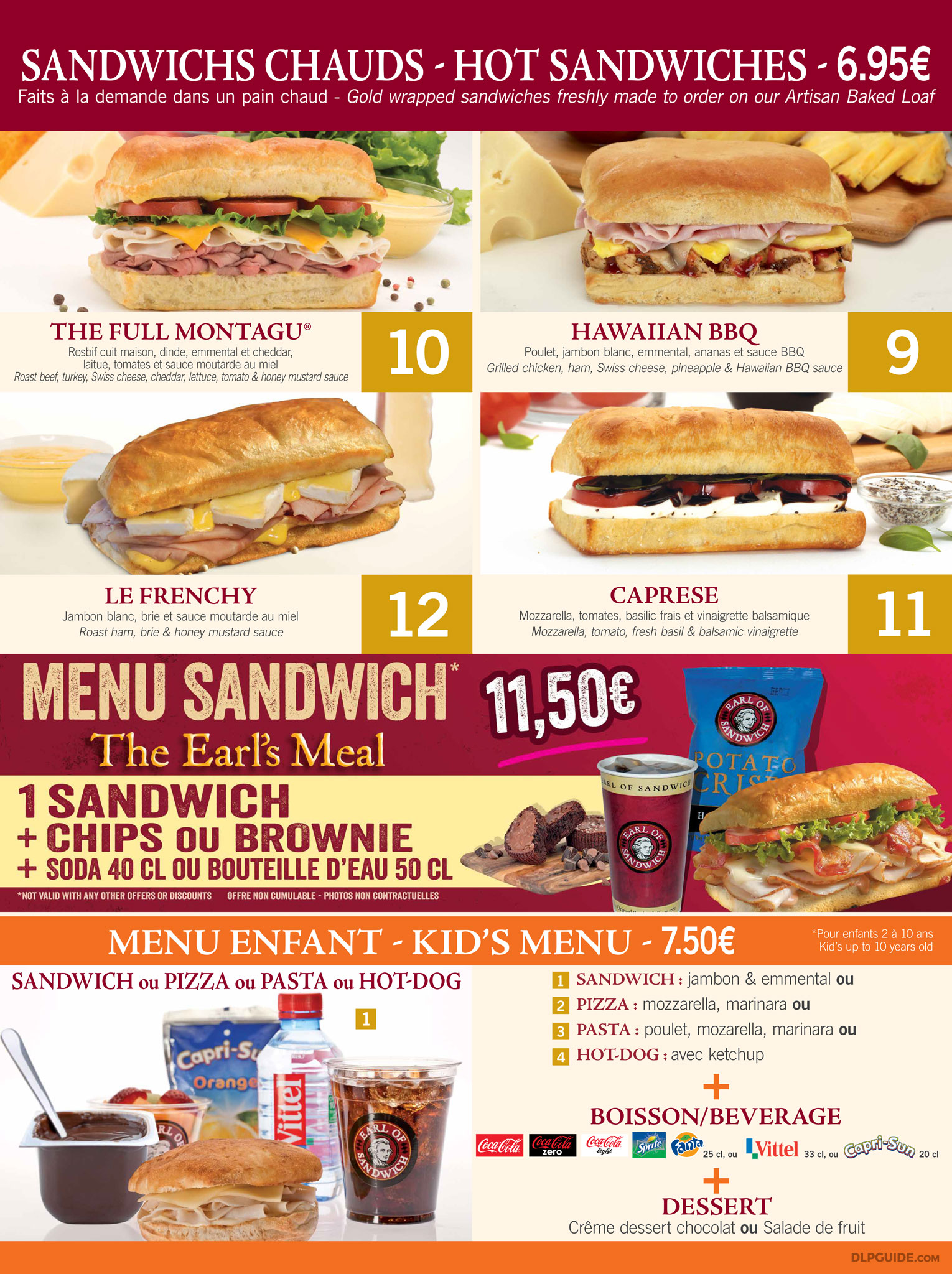 Earl of Sandwich menu — DLP Guide • Disneyland Paris Restaurants