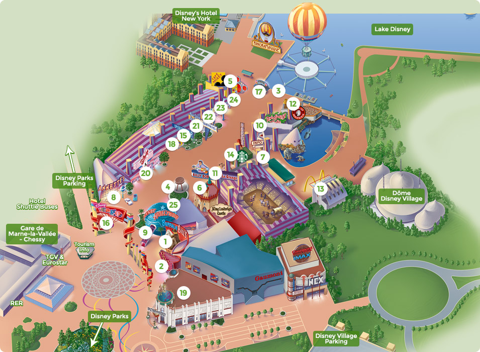 Map Of Disney Village Dlp Guide Disneyland Paris Guidebook