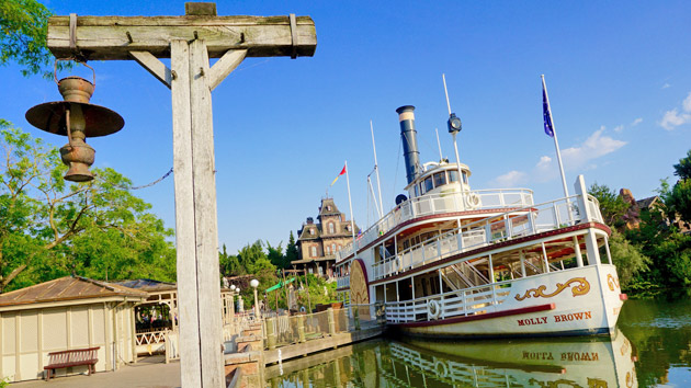 Molly Brown Riverboat and Phantom Manor in Frontierland at Disneyland Park, Disneyland Paris