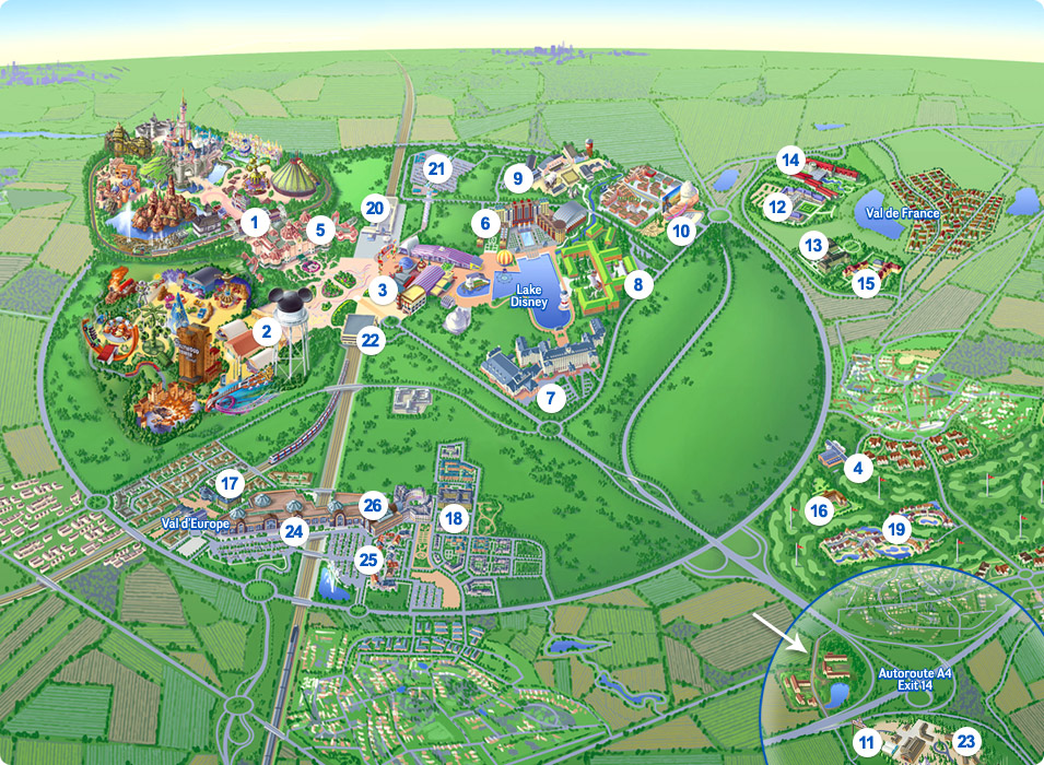 Map of Disneyland Paris and Walt Disney Studios