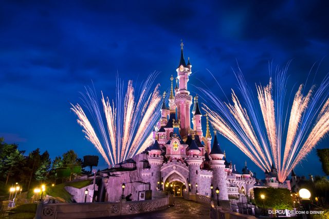 Sleeping Beauty Castle fireworks at Disneyland Paris