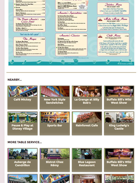 Disneyland Paris Restaurant Menus