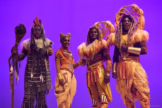 Lead cast of The Lion King: Rhythms of the Pride Lands musical stage show at Disneyland Paris