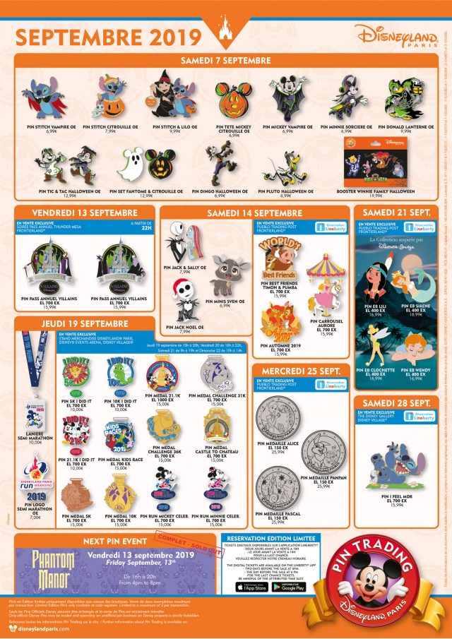 Disneyland Paris September 2019 Pin Trading releases