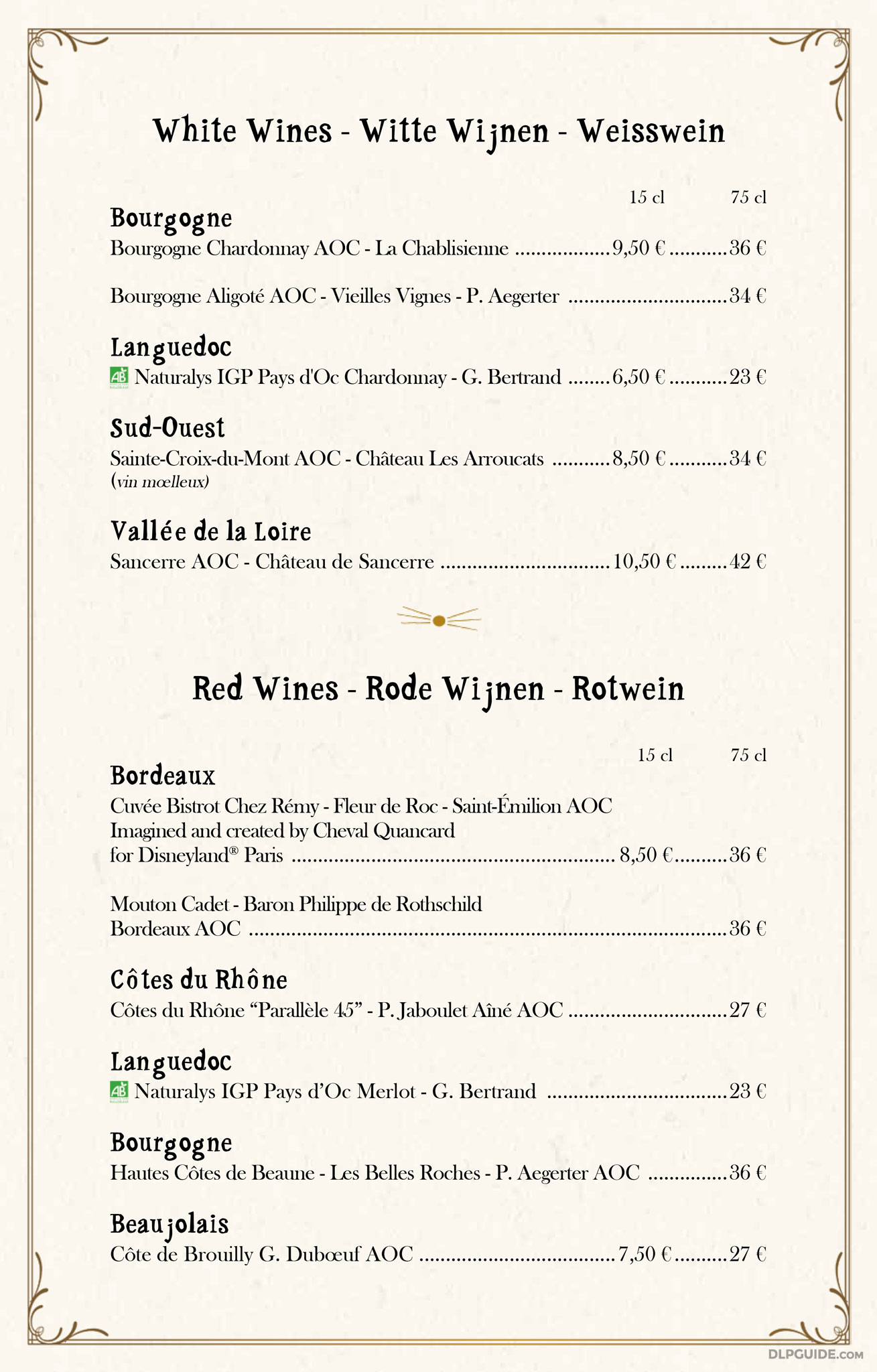 Bistrot Chez Rémy menu — DLP Guide • Disneyland Paris Restaurants ...